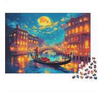 Venice Canals Puzzle for The Whole Family Venice Canal with Gondola for Women, Gifts for Men Adults & Kids 38x26cm/1000pcs