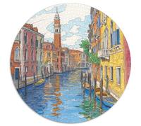 Venice Water City 1000 Piezas Rompecabezas Redondo Creativo Rompecabezas Regalos Originales Cumpleaños Intelectual Desafío para Niños Adultos para Adultos Y Niños 1000pcs (67.5x67.5cm)