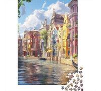 Venice Water City Jigsaw Puzzles Puzzles for Adults Kids. 1000 Pieces Whimsical Challenge Toy Educational Game Home Decoration for Educational Games Gifts 1000pcs (75x50cm)