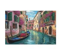 Venice Water City Rompecabezas de madera de 1000 piezas, rompecabezas para adultos y niños para impresión de alta definición, juego familiar desafío (75 × 50 cm)