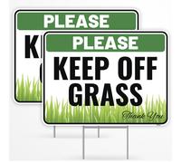 Venicor 2PC Keep Off Grass Sign with Metal Stakes 12x9 Corrugated Plastic Please Stay Off Dont Walk On Lawn Yard Sign