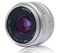 Venidice Mcoplus - Lente de enfoque manual de 35 mm F1.6 de gran apertura APS-C fija Prime para cámaras M4/3 MFT Micro Cuatro Tercios Olympus Panasonic sin espejo (plata)