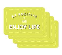 Venilia Place Mat 59069-Juego de 4 manteles Individuales (45 x 30 cm), Color Verde Claro con Texto en inglés Be Positive and Enjoy Live, 4 Stk, 4
