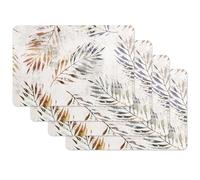 Venilia Juego de 4 manteles individuales Lapu, color gris claro, hojas de palmera, 4 unidades, 45 cm x 30 cm, lavables, manteles individuales, resistentes a la suciedad y al agua, aptos para alimentos