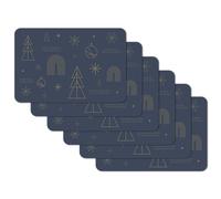 Venilia Juego de 6 manteles Individuales Happy Holidays, Azul Noche, Navidad, 45 cm x 30 cm, manteles Individuales Lavables, Resistentes a la Suciedad y al Agua, Aptos para Alimentos