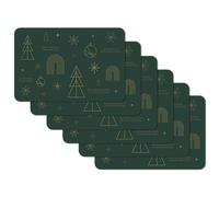 Venilia Juego de 6 manteles Individuales Happy Holidays, Verde Musgo, Navidad, 45 cm x 30 cm, manteles Individuales Lavables, Resistentes a la Suciedad y al Agua, Aptos para Alimentos