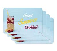 Venilia Salvamanteles Cocktail Rose, Mantelería, Mantel Individual para el Comedor, Apto para Alimentos, Azul Claro, 4 tajada, 45 x 30 cm, 59091, 30 x 45 cm, 4