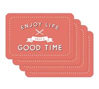 Venilia Salvamanteles Good Time Rojo, Mantel Individual, Mantelería, Mantel Individual para el Comedor, Apto para Alimentos, 4 tajada, 45 x 30 cm, 59073