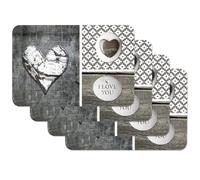 Venilia Salvamanteles Love in Wood, Mantel Individual, Mantelería, Mantel Individual para el Comedor, Apto para Alimentos, marrón/Gris, 4 tajada, 45 x 30 cm, 59082