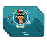 Venilia Salvamanteles niños, Mantelería, Mantel Individual para el Comedor, Apto para Alimentos, Azul, 4 tajada, 45 x 30 cm, 59113, Pri Pirate, 30 x 45 cm, 4