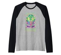 Venimos en paz interior meditando arte alienígena Camiseta Manga Raglan