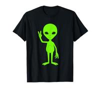Venimos en Signo de melocotón Hippie Verde Alien OVNI Marciano Camiseta