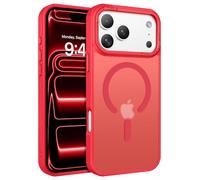 VENINGO Funda magnética para iPhone 17 Pro Max, protección de grado militar de 14 pies, compatible con MagSafe, delgada, translúcida, mate, a prueba de golpes, para iPhone 17 Pro Max, color rojo