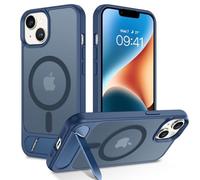 VENINGO Funda para iPhone 14, protección de grado militar de 14 pies, soporte invisible integrado, compatible con MagSafe, funda delgada translúcida mate para iPhone 14, azul profundo
