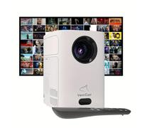 VenirCool Proyector, proyector con WiFi e inalámbrico, proyector de espejo de un paso para teléfonos, nativo 720P, compatible con decodificación 4K, proyector portátil de películas al aire libre para