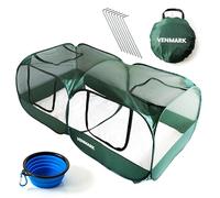 Venmark gallinero portátil - Pequeño Corral para Animales y gallinero desplegable - Red de Malla Transpirable Transparente y Plegable - con Cuenco Plegable para Comida/Agua