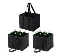 VENO 23.5 litros Bolsas de Vompras Reutilizables, Bolsas de Carrito de Compras, Bolsa resistente, Parte Inferior Reforzada, Plegable,Sostenible (Negro,Pack de 3)
