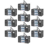 VENO Bolsa de Mudanza Extragrande y Resistente, Organizador de Ropa, Bolsas de Mudanza con Cremallera, Cubos de Almacenamiento Plegables, Almacenamiento en el Dormitorio(Gris,Pack de 10)