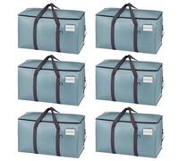 VENO Bolsas de mudanza extra grandes con cremalleras & Asas de Transporte, Cajas de Mudanza Resistentes para Ahorrar Espacio(Azul Claro,Pack de 6)