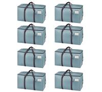 VENO Bolsas de mudanza extra grandes con cremalleras & Asas de Transporte, Cajas de Mudanza Resistentes para Ahorrar Espacio(Azul Claro,Pack de 8)