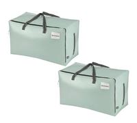 VENO - Juego de 2 bolsas de almacenamiento grandes con tapa y asas reforzadas, cajas de 102 l, resistente para almacenamiento de ropa y viajes, bolsa de ropa (verde claro, 2)