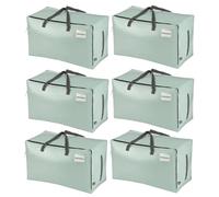 VENO - Juego de 6 bolsas de almacenamiento grandes con tapa y asas reforzadas, cajas de 102 L, resistente para almacenamiento de ropa y viajes, bolsa de lavandería (verde claro, juego de 6)