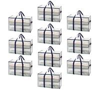 VENO Pack de 10 Bolsas de Almacenamiento para la Mudanza Extra Grande con Cremallera, Alternativa a las Cajas para Mudanzas, Bolsa de Viaje con Bolsillo para Etiqueta (Transparente, Pack de 10)