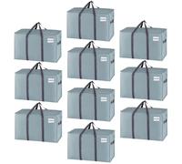 VENO Pack de 10 Bolsas de Almacenamiento para la Mudanza Extra Grande con Cremallera, Alternativa a las Cajas para Mudanzas, Bolsa de Viaje Plegable con Bolsillo para Etiqueta(Azure,Pack de 10)