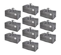 VENO Pack de 10 Bolsas de Mudanza, Almacenamiento Extra Grande con Correas de Mochila, Cremalleras y Asas Resistentes. Bolsas de Lavandería para Guardar Ropa y Embalar(Gris, Pack de 10)