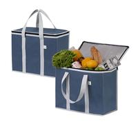 VENO Pack de 2 Bolsas de Comestibles Reutilizables Aisladas con Fondo de Cartón, Entrega de Alimentos, Resistente, Grande, Soportes Verticales, Plegables