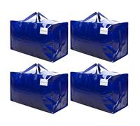 VENO Pack de 4 Bolsa Organizadora Gruesa de Gran Tamaño con Asas Fuertes y Cremalleras para Viajes, Transporte,Universitario, Mudanza, Camping, Embalaje, Esenciales para la Casa (Azul, Pack de 4)