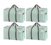 VENO Pack de 4 Bolsas de Almacenamiento para la Mudanza Extra Grande con Cremallera, Alternativa a las Cajas para Mudanzas, Bolsa de Viaje Plegable con Bolsillo para Etiqueta(Verde Claro,Pack de 4)