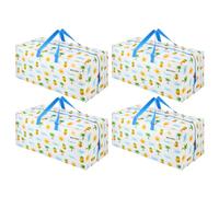VENO Pack de 4 Bolsas de Mudanza, Almacenamiento Extra Grande con Correas de Mochila, Cremalleras y Asas Resistentes, Bolsas de Lavandería para Guardar Ropa y Embala (Isla Tropical,Pack de 4)