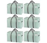 VENO Pack de 6 Bolsas de Almacenamiento para la Mudanza Extra Grande con Cremallera, Alternativa a las Cajas para Mudanzas, Bolsa de Viaje Plegable con Bolsillo para Etiqueta(Verde Claro,Pack de 6)