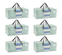VENO Pack de 6 Bolsas de Mudanza, Almacenaje Extra Grandes, Almacenaje Resistentes, Cajas de Embalaje, Suministros de Mudanza, Lavandería Duraderas para Ropa(Ventana Verde Claro,Pack de 6)