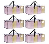 VENO Pack de 6 Bolsas de Mudanza, Almacenaje Extra Grandes, Almacenaje Resistentes, Cajas de Embalaje, Suministros de Mudanza, Lavandería Duraderas para Ropa(Ventana Transparente,Pack de 6)