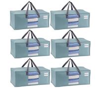 VENO Pack de 6 Bolsas de Mudanza, Almacenaje Extra Grandes, Almacenaje Resistentes, Cajas de Embalaje, Suministros de Mudanza, Lavandería Duraderas para Ropa(Ventana Azure,Pack de 6)