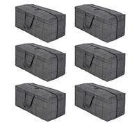 VENO Pack de 6 Bolsas de Mudanza, Almacenamiento Extra Grande con Correas de Mochila, Cremalleras y Asas Resistentes. Bolsas de Lavandería para Guardar Ropa y Embalar (Cuadros Negros, Pack de 6)