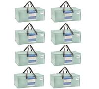VENO Pack de 8 Bolsas de Mudanza, Almacenaje Extra Grandes, Almacenaje Resistentes, Cajas de Embalaje, Suministros de Mudanza, Lavandería Duraderas para Ropa(Ventana Verde Claro,Pack de 8)