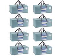 VENO Pack de 8 Bolsas de Mudanza, Almacenaje Extra Grandes, Almacenaje Resistentes, Cajas de Embalaje, Suministros de Mudanza, Lavandería Duraderas para Ropa(Ventana Azure,Pack de 8)