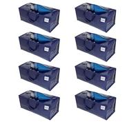 VENO Pack de 8 Bolsas de Mudanza, Almacenamiento Extra Grande con Correas de Mochila, Cremalleras y Asas Resistentes, Bolsas de Lavandería para Guardar Ropa y Embalar (Azul,Pack de 8)