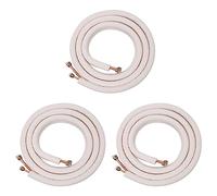 VENOAL 3X Par de Tubos de Bobina de Aire Acondicionado de 3 Metros, 1/4 Pulg., 3/8 Pulg., Juego de Cables de Línea de Cobre Aislado, Piezas de Aire Acondicionado, Tubo Refrigerante