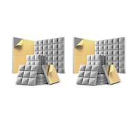 VENOAL Paquete de 24 paneles de espuma a prueba de sonido con autoadhesivos, paneles acústicos de 12 x 12 x 2 pulgadas, paneles de pared insonorizados, color gris