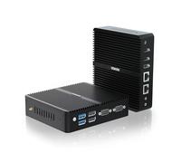 VENOEN Fanless Mini PC J6412 Micro Desktop Computer PC Industrial WIN11 Pro, 16GB DDR4 1TB M.2 SSD, 2xHD+ DisplayPort/WiFi/BT 4.2/ Dual RJ45-LAN/Dual RS232 COM Ports