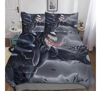 Venom Impresa En 3D Juego De Cama 3 Piezas Movies Funda De Edredón con Cierre De Cremallera para Jóvenes, Niños, Niñas, con Fundas De Almohada, Microfibra King（220x240cm）