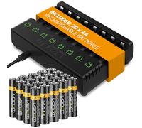 Venom Power - Base de Carga de 8 vías más 20 Pilas Recargables AA de 1000 mAh