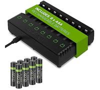 Venom Power - Base de Carga de 8 vías más 8 Pilas AAA Recargables de Alta Capacidad de 800 mAh