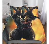 Venom Ropa De Cama Impresa En 3D, Funda De Edredón para Adolescentes, Microfibra Movies Juego De Cama con Cremallera Y Fundas De Almohada 3 Piezas Double（200x200cm）