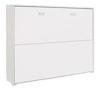 Vep Home Cama Abatible Horizontal 135x190 cm - Ideal para Dormitorios Pequeños con Somier y Sistema Antivuelco - 203x151x36 cm - Color Blanco - Diseño Compacto y Seguro