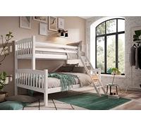 Venprodin Litera Infantil de Matrimonio, Litera Triple de Madera Maciza Color Blanco de 190x90/190x135
